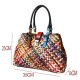 multi-color handmade leather handbag