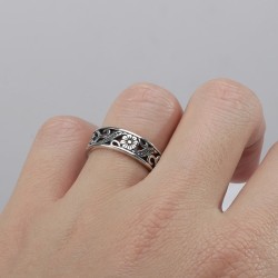 floral vine sterling silver ring