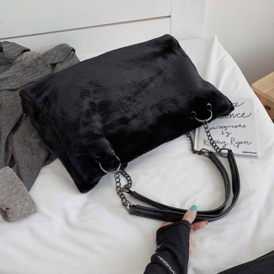 velvet plush shoulder bag