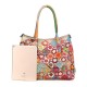 spring flower patchwork genuine leather handbag